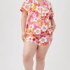Women Trina Turk Bali Pink Floral Women'S Short Sleeve Shorty Jersey Pj Set