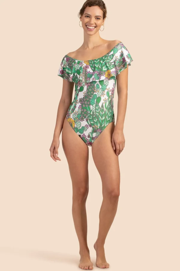 Women Trina Turk Cacti Off The Shoulder Ruffle One Piece