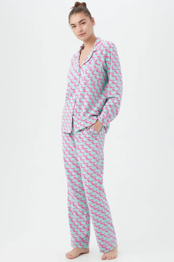 Women Trina Turk Dog Walk Classic Pj Set