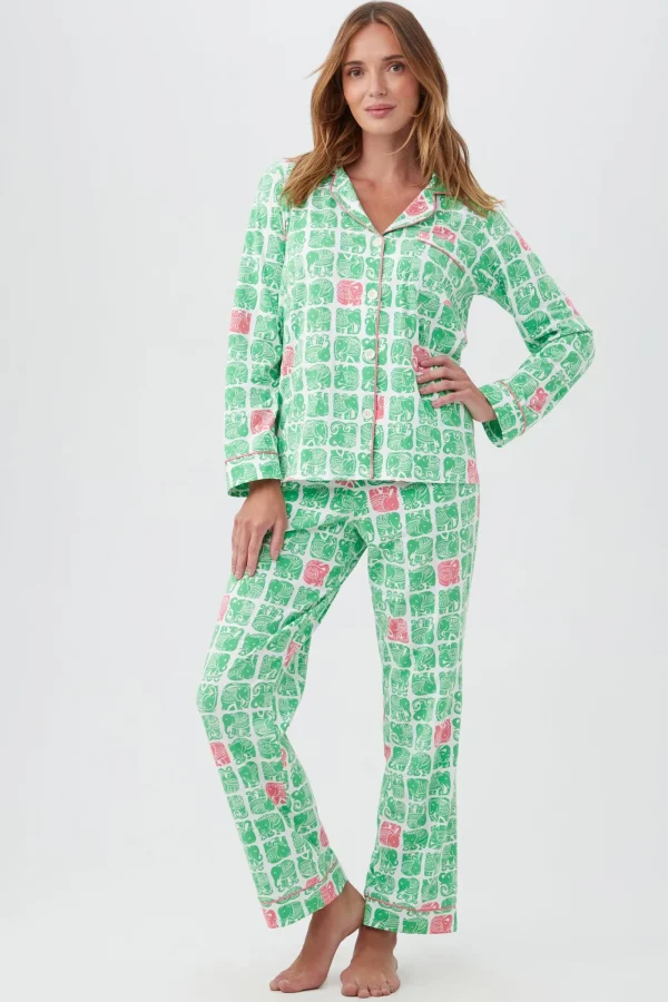 Women Trina Turk Elephants Women'S Long Sleeve Long Pant Jersey Pj Set