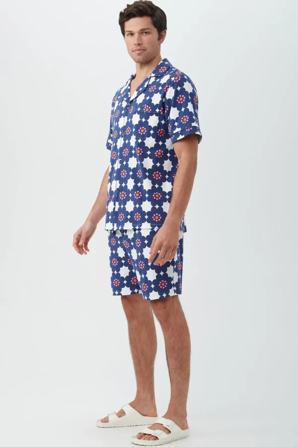 Men Trina Turk Floral Tile Men'S Short Sleeve Boxer Short Jersey Pj Set