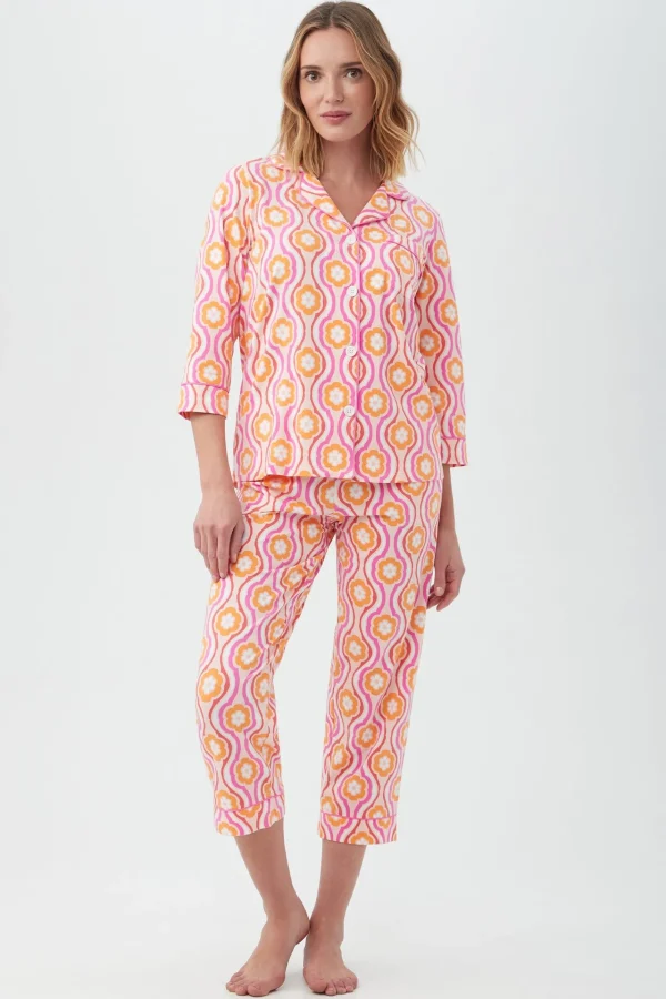 Women Trina Turk Flower Swirl Women'S Cropped Classic Pj Set