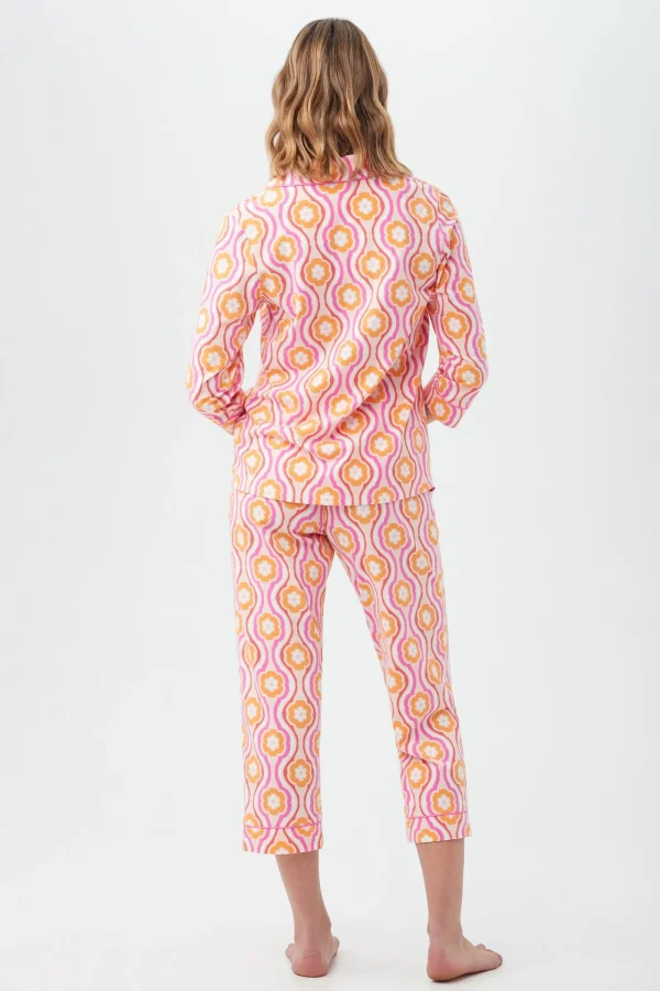 Women Trina Turk Flower Swirl Women'S Cropped Classic Pj Set