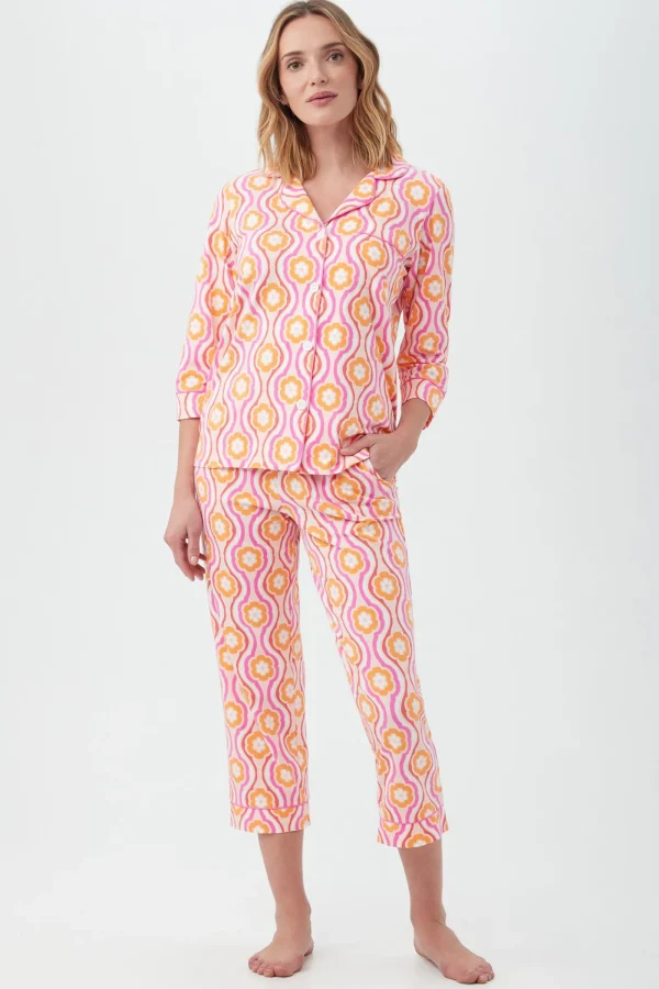 Women Trina Turk Flower Swirl Women'S Cropped Classic Pj Set