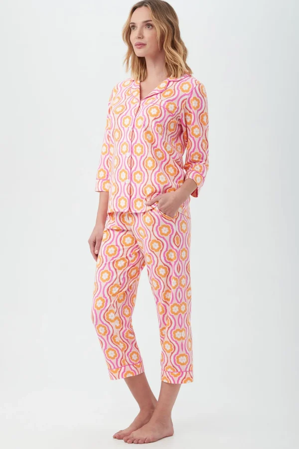 Women Trina Turk Flower Swirl Women'S Cropped Classic Pj Set