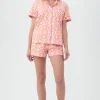 Women Trina Turk Flower Swirl Women'S Short Sleeve Shorty Jersey Pj Set