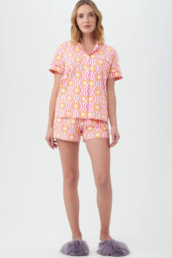 Women Trina Turk Flower Swirl Women'S Short Sleeve Shorty Jersey Pj Set