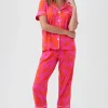 Women Trina Turk Giraffes Women'S 3/4-Sleeve Cropped Pant Jersey Pj Set