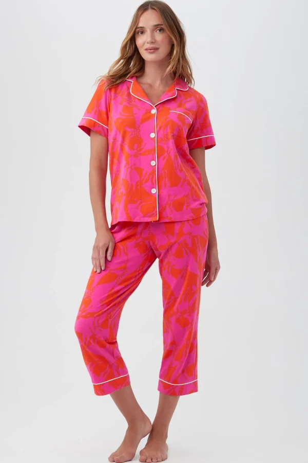 Women Trina Turk Giraffes Women'S 3/4-Sleeve Cropped Pant Jersey Pj Set