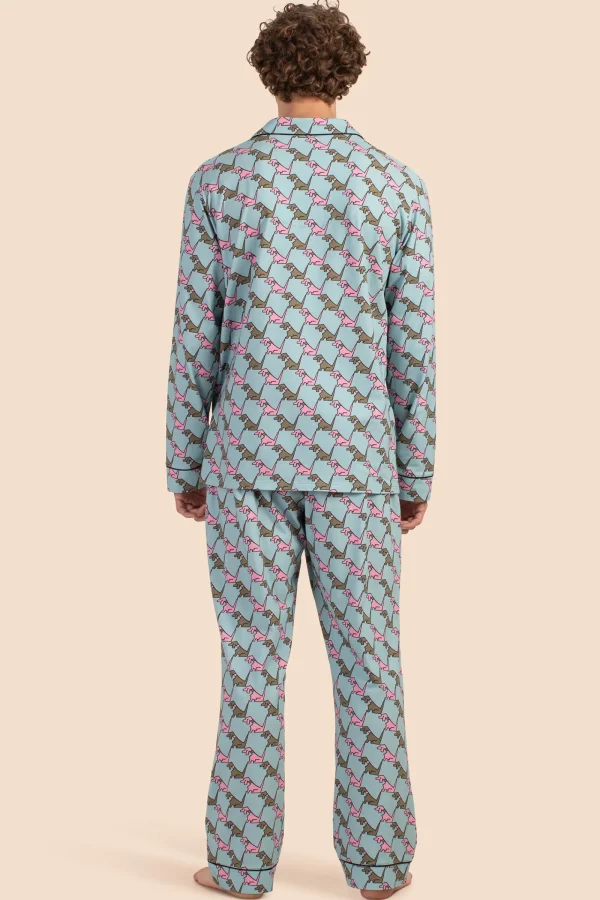 Men Trina Turk Hounds Men'S Long-Sleeve Long Pant Jersey Pj Set