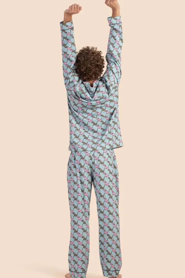 Men Trina Turk Hounds Men'S Long-Sleeve Long Pant Jersey Pj Set