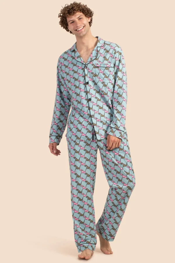 Men Trina Turk Hounds Men'S Long-Sleeve Long Pant Jersey Pj Set