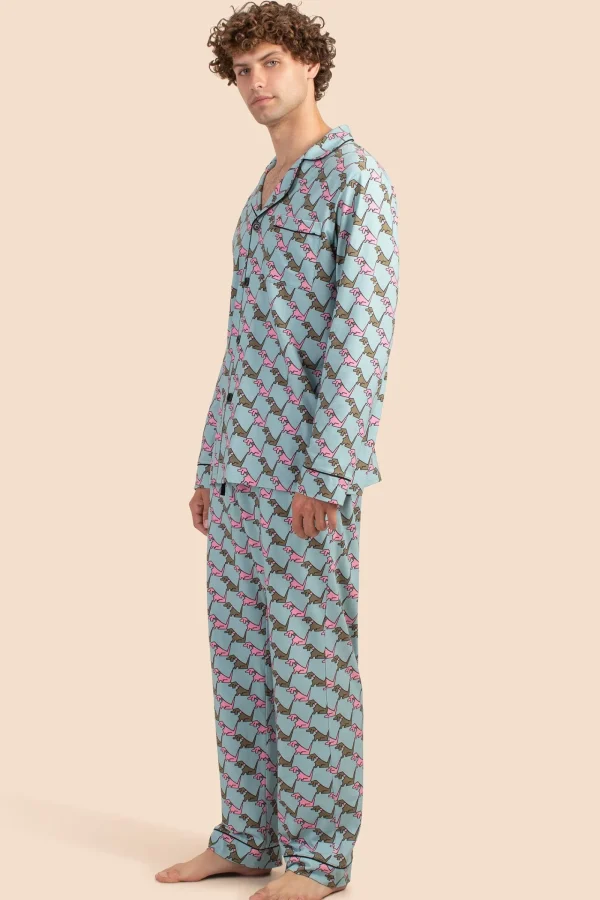Men Trina Turk Hounds Men'S Long-Sleeve Long Pant Jersey Pj Set
