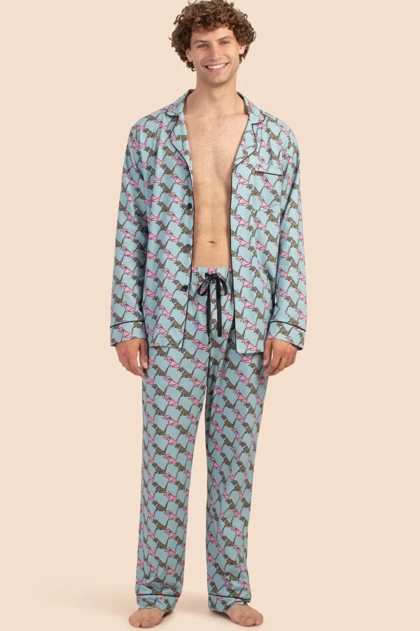 Men Trina Turk Hounds Men'S Long-Sleeve Long Pant Jersey Pj Set