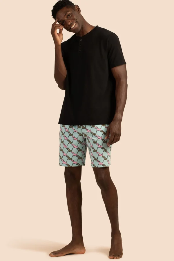 Men Trina Turk Hounds Men'S Short Sleeve Henley Boxer Short Jersey Pj Set
