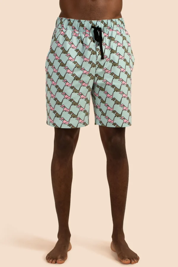 Men Trina Turk Hounds Men'S Short Sleeve Henley Boxer Short Jersey Pj Set