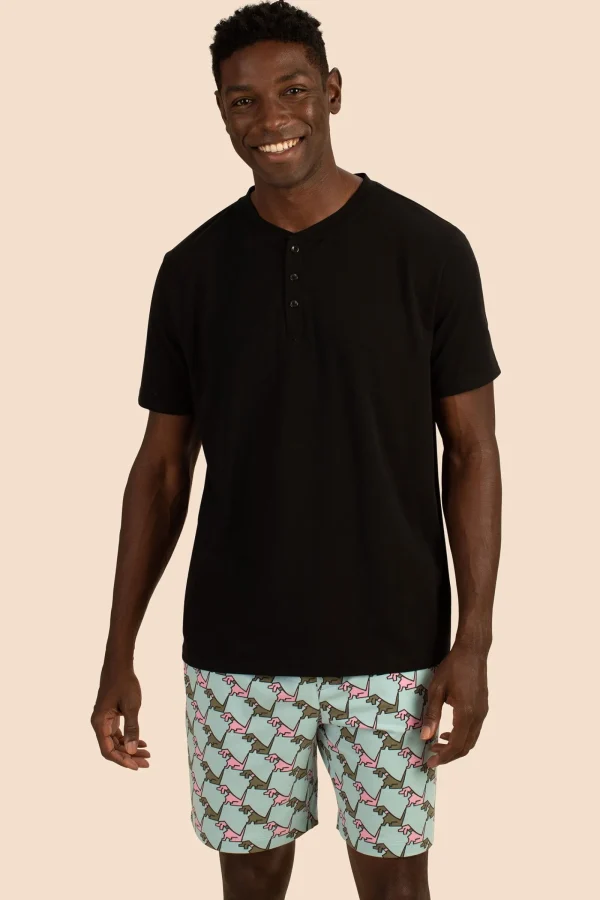Men Trina Turk Hounds Men'S Short Sleeve Henley Boxer Short Jersey Pj Set