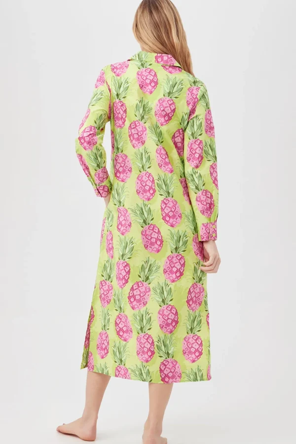 Women Trina Turk Kiwi Pineapple Women'S Maxi Length Button-Front Sleepshirt
