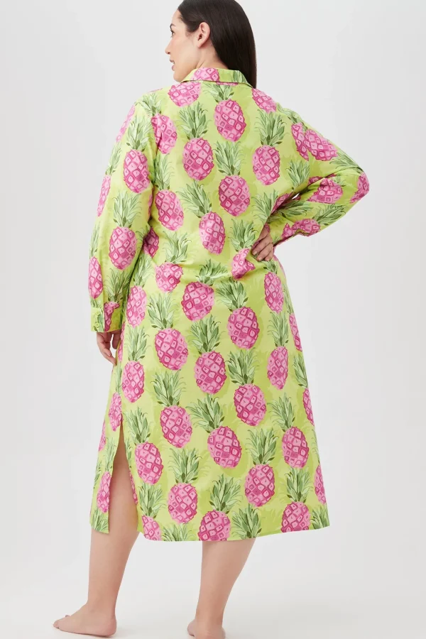 Women Trina Turk Kiwi Pineapple Women'S Maxi Length Button-Front Sleepshirt