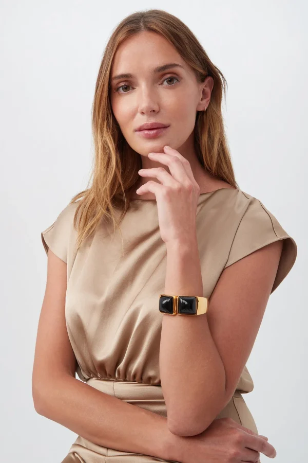 Trina Turk Kjl Black Square Cabachon Cuff