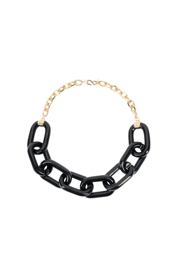 Trina Turk Kjl Gold Black Resin 8 Link Necklace
