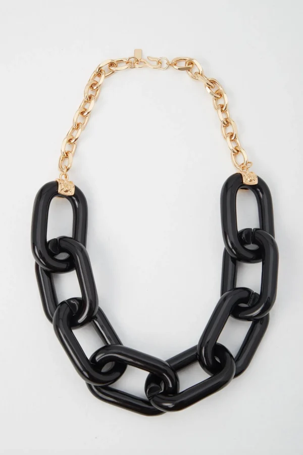 Trina Turk Kjl Gold Black Resin 8 Link Necklace