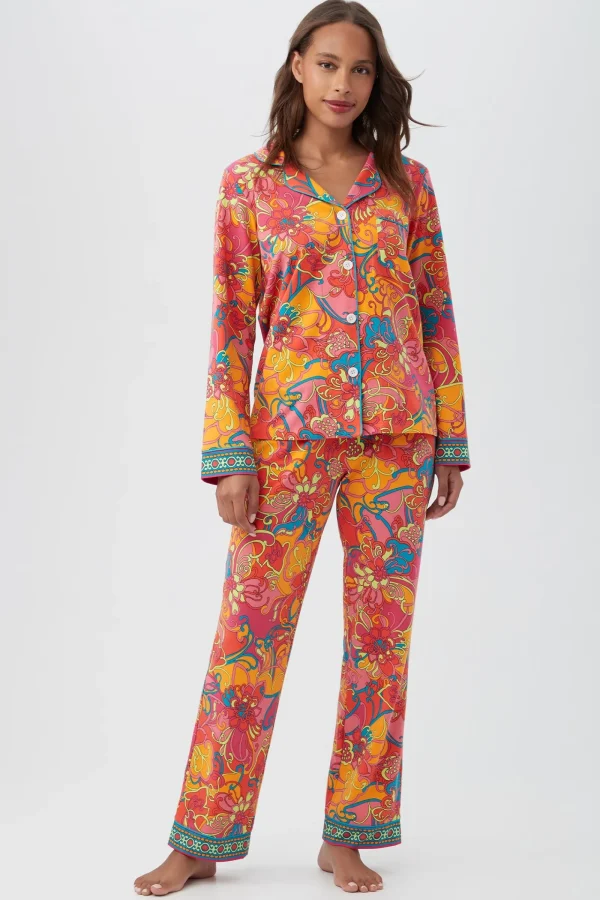 Women Trina Turk Madagascar Women'S Long Sleeve Long Pant Jersey Pj Set