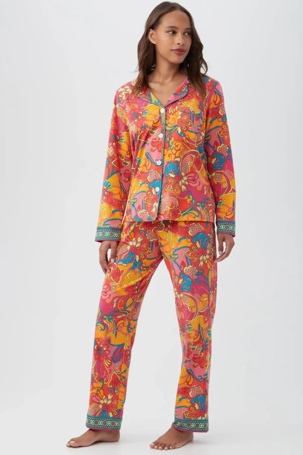 Women Trina Turk Madagascar Women'S Long Sleeve Long Pant Jersey Pj Set