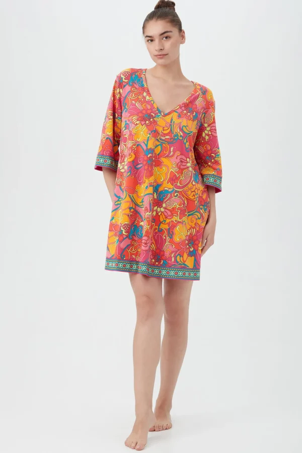 Women Trina Turk Madagascar Women'S 3/4-Sleeve Jersey Caftan Sleepshirt