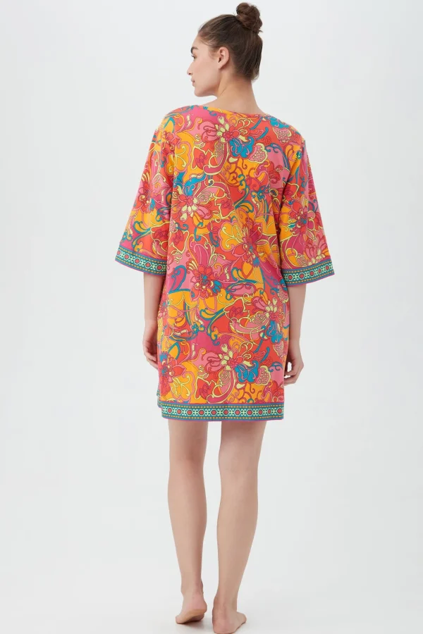 Women Trina Turk Madagascar Women'S 3/4-Sleeve Jersey Caftan Sleepshirt