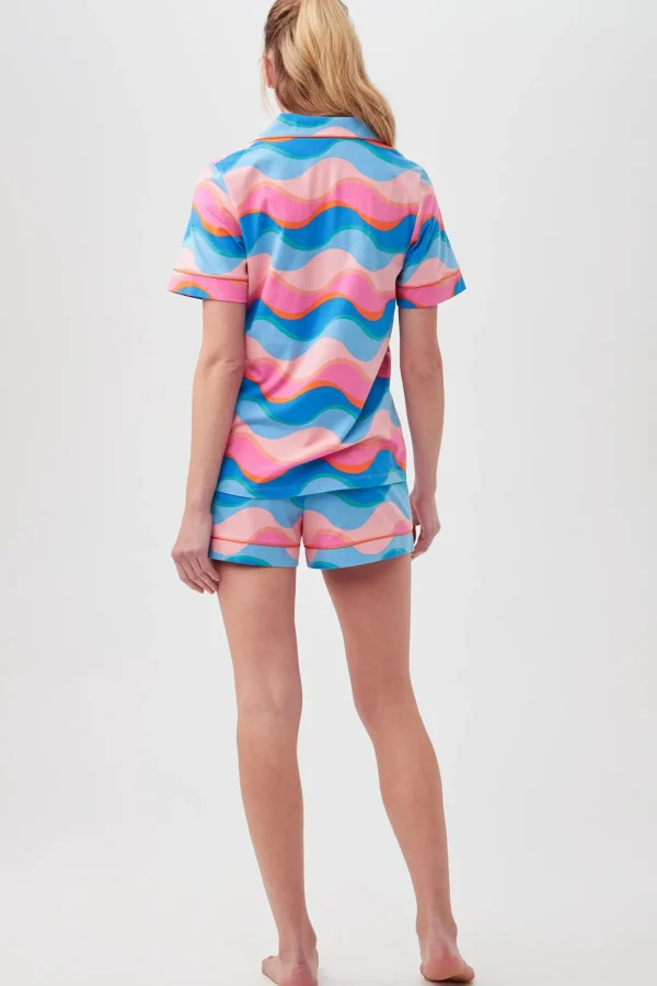 Women Trina Turk New Wave Women'S Short Sleeve Shorty Jersey Pj Set