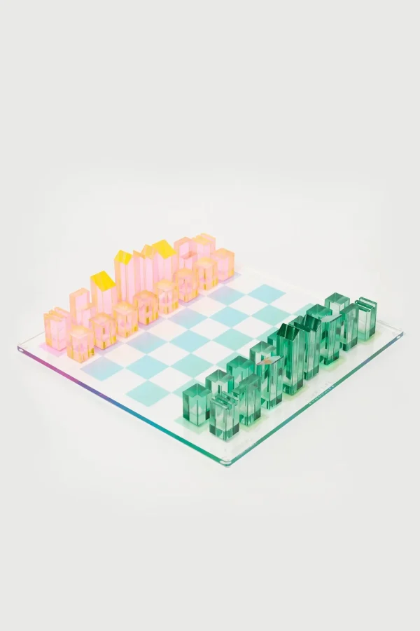 Trina Turk Ombre Lucite Chess Checkers Set