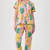 Women Trina Turk Pineapples Women'S Short Sleeve Cropped Pant Jersey Pj Set