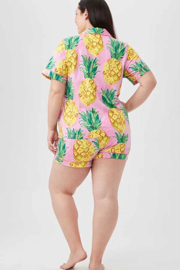 Women Trina Turk Pineapples Women'S Short Sleeve Shorty Jersey Pj Set