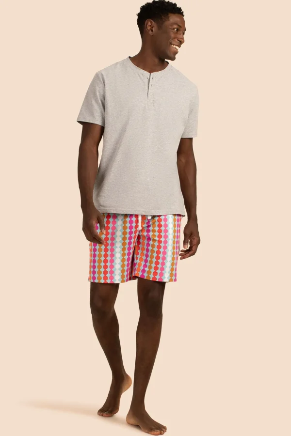 Men Trina Turk Pom Men'S Short Sleeve Henley Boxer Short Pj Set