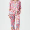 Women Trina Turk Summer Floral Women'S Long Sleeve Long Pant Silk Pj Set