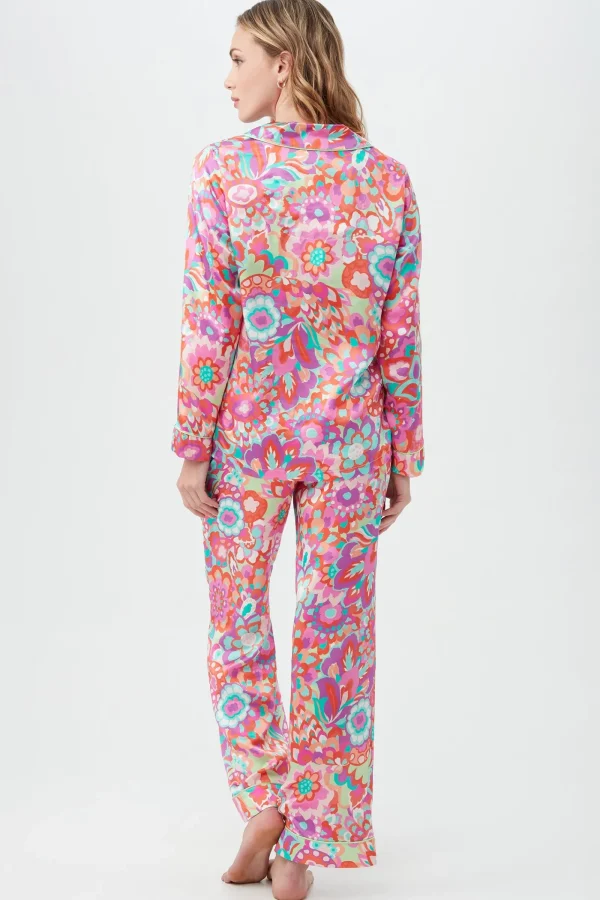 Women Trina Turk Summer Floral Women'S Long Sleeve Long Pant Silk Pj Set