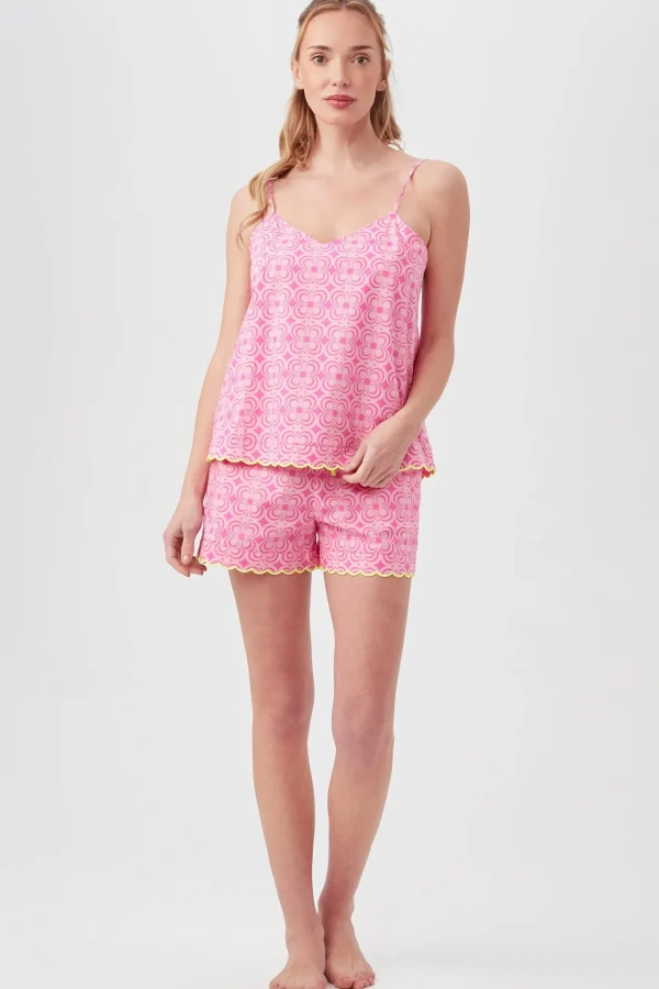 Women Trina Turk Summer Geo Women'S Cami Tank Shorty Poplin Pj Set
