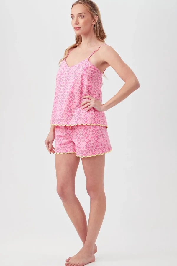 Women Trina Turk Summer Geo Women'S Cami Tank Shorty Poplin Pj Set