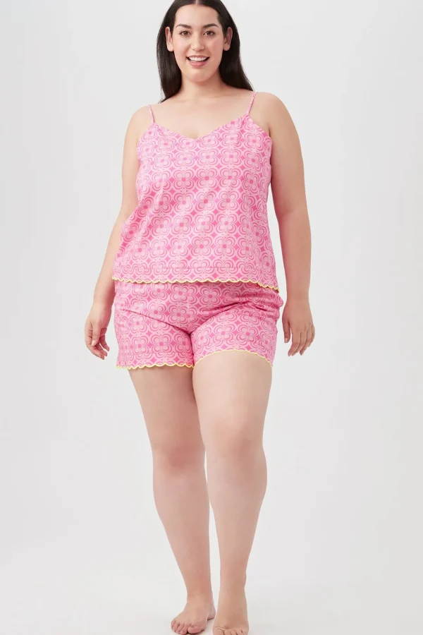 Women Trina Turk Summer Geo Women'S Cami Tank Shorty Poplin Pj Set