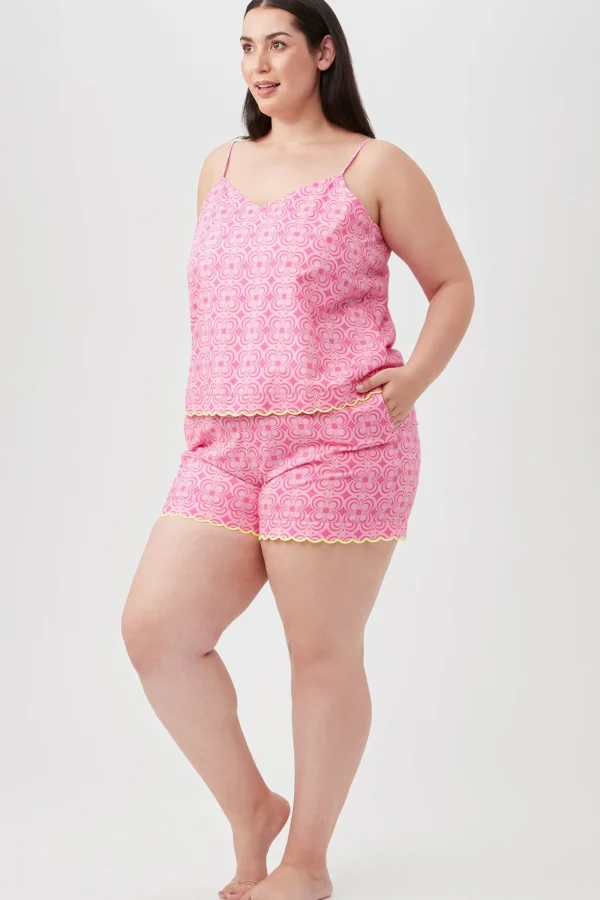 Women Trina Turk Summer Geo Women'S Cami Tank Shorty Poplin Pj Set