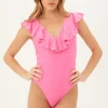 Women Trina Turk Sway Ruffle Neck One Piece