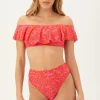 Women Trina Turk Trellis Off-The-Shoulder Ruffle Bandeau Swim Top