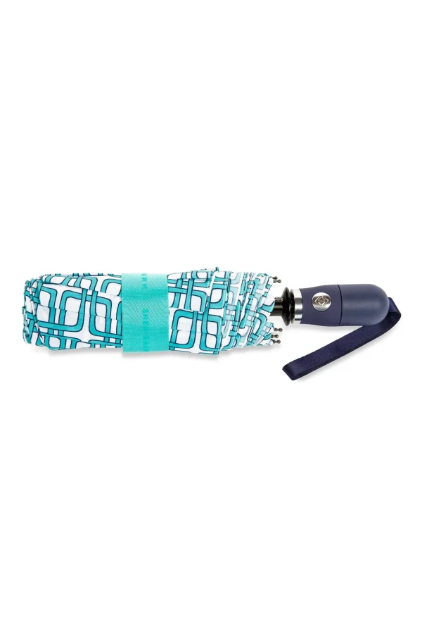 Trina Turk Blue Breeze Block Compact Umbrella