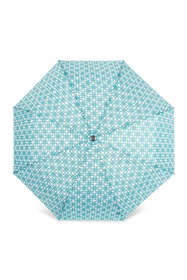 Trina Turk Blue Breeze Block Compact Umbrella