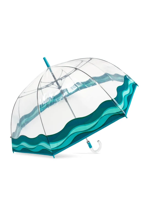Trina Turk Blue Waves Of Capri Clear Bubble Umbrella