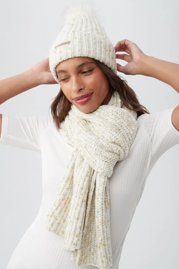 Trina Turk Tt Speckled Knit Beanie And Scarf
