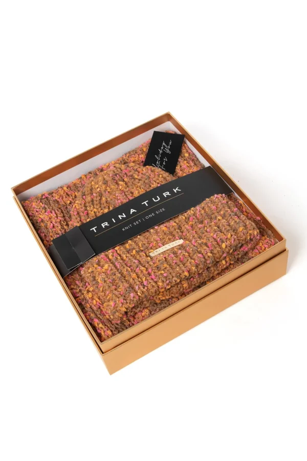 Trina Turk Tt Speckled Knit Beanie And Scarf