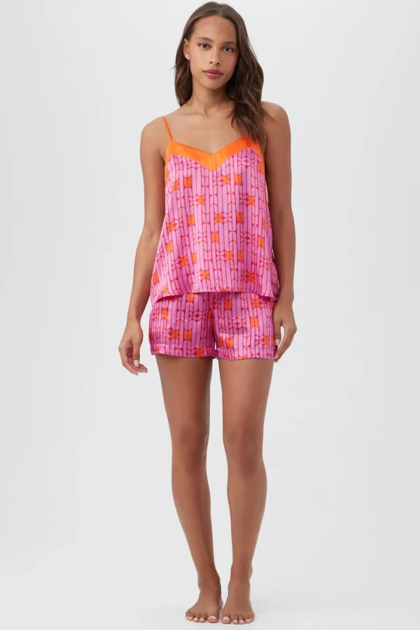Women Trina Turk Wallpaper Geo Women'S Cami Tank Shorty Silk Pj Set
