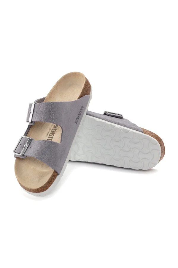 Trina Turk Women'S Arizona Original Footbed Shimmering Purple Suede Sandal
